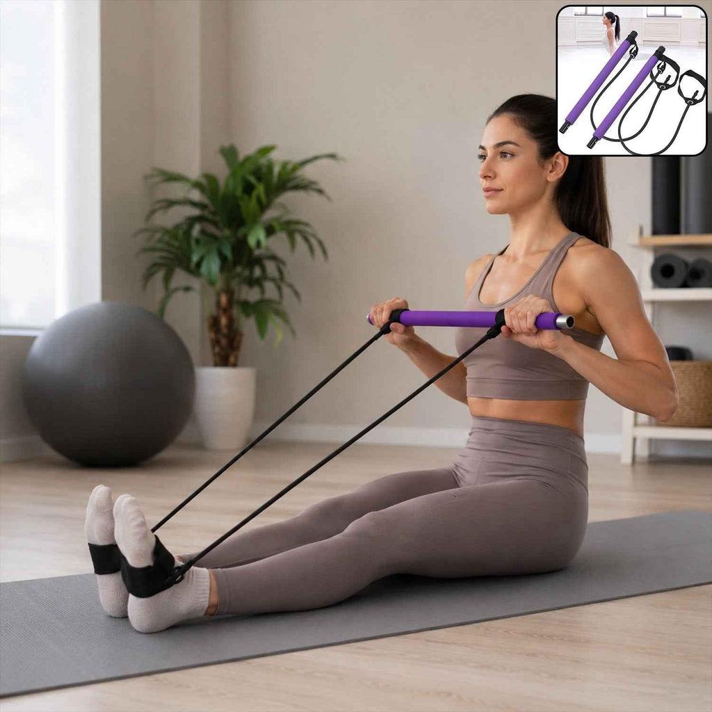Pilates Bar with Resistance Bands Gym Equipment – LifestyleKart